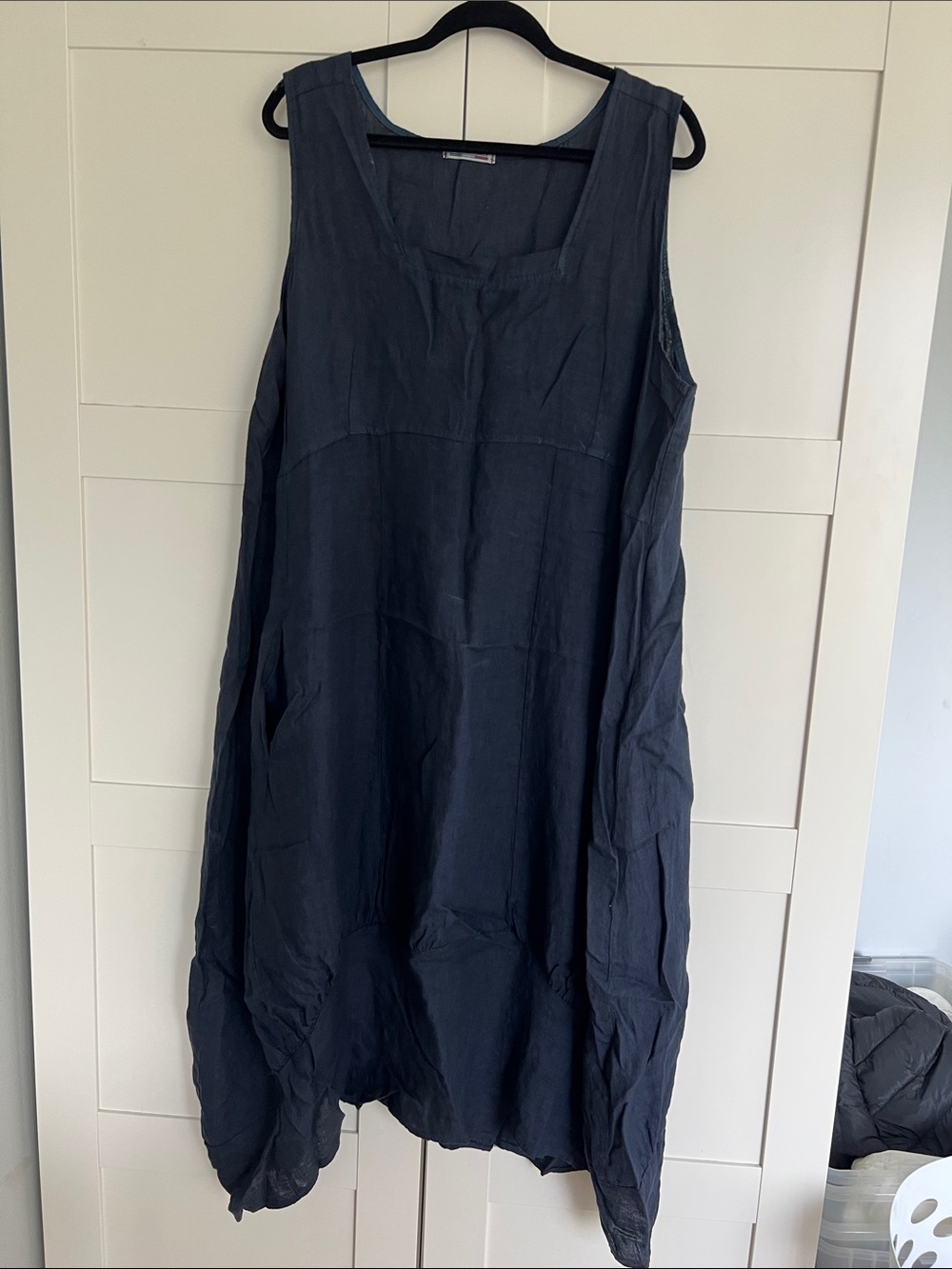 Sleeveless Dark Navy Maxi Dress with Pocket Details